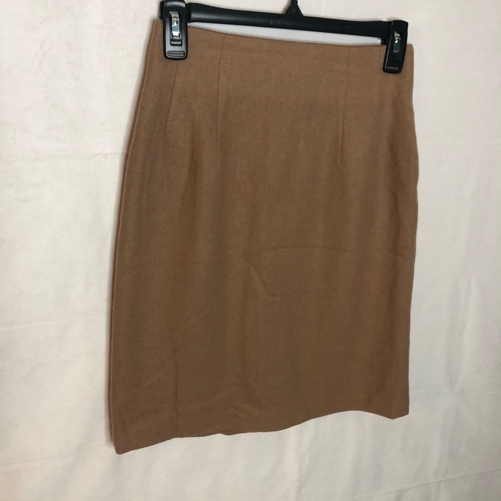 Savannah Women Skirt Beige Wool Classic Petite Straight Style Size 2P
